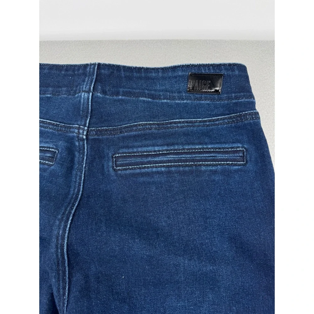 Paige Indio Zip Short Dark Blue Flare Leg Trouser Jeans Womens 27 (30x32) Boho